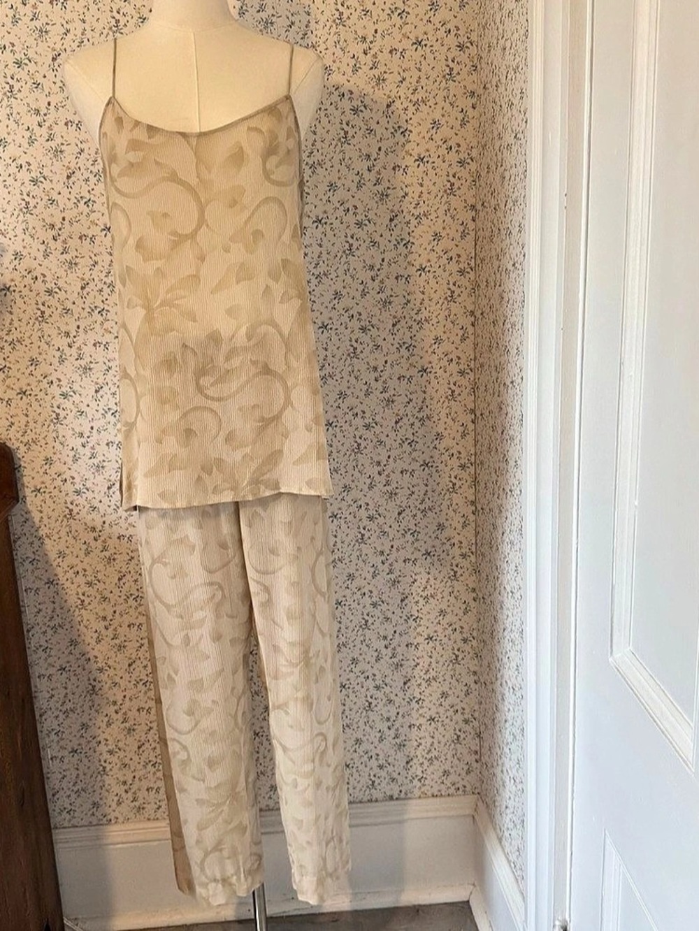 Vintage 100% Silk Calvin Klein Collection Camisole & Pants Pajama Set